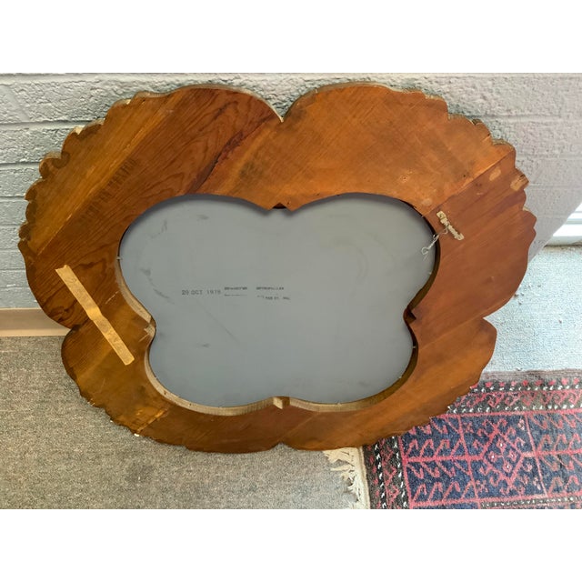 Late 20th century carved oak Mexican handcrafted wall mirror. Beautiful scroll design.