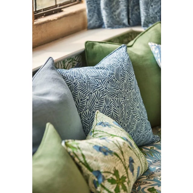 English Morris & Co Yew & Aril Fabric in Indigo For Sale - Image 3 of 3