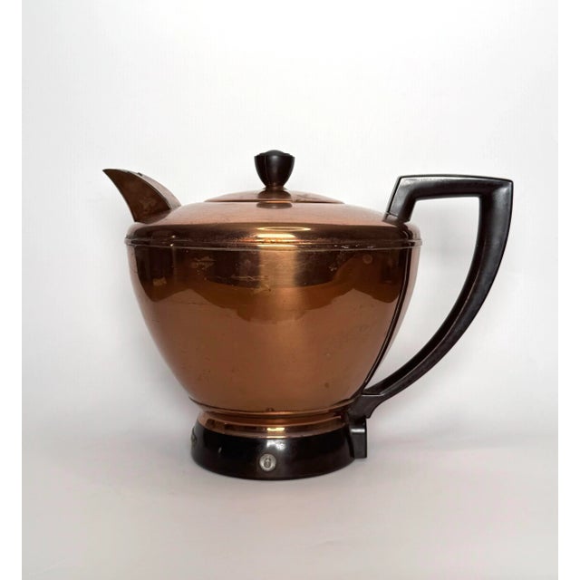 Mid-Century Modern Vintage Mid Century Art Deco Style Copper Tea Pot For Sale - Image 3 of 12