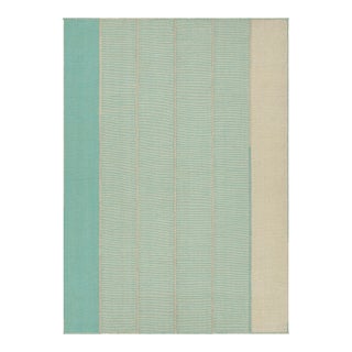 Rug & Kilim’s Contemporary Kilim in Blue and Beige Geometric Stripes For Sale