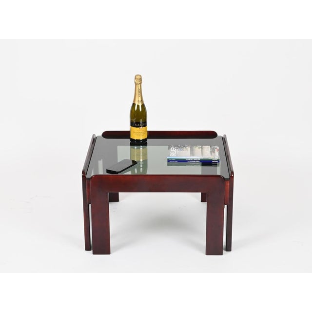 Square Coffee Table with Smoked Glass by Afra & Tobia Scarpa, Italy, 1960s For Sale - Image 6 of 15