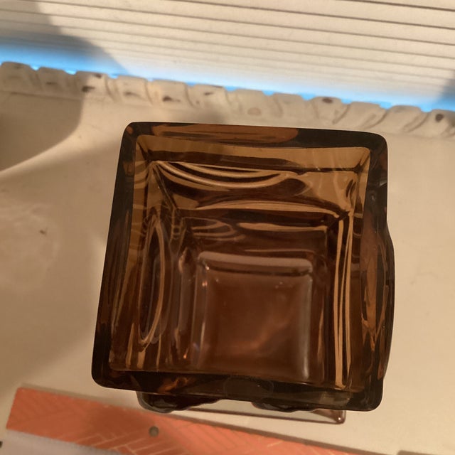 1960s Vintage MCM Amber Art Glass Vase For Sale - Image 5 of 7