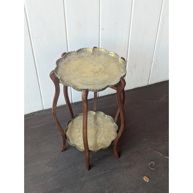 70's Mid Century Traditional Chinese 2 Tier Table For Sale - Image 4 of 4