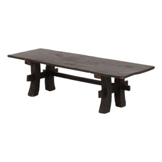 Japanese Ebonized Wood Bench, Meiji Period, 19th Century For Sale