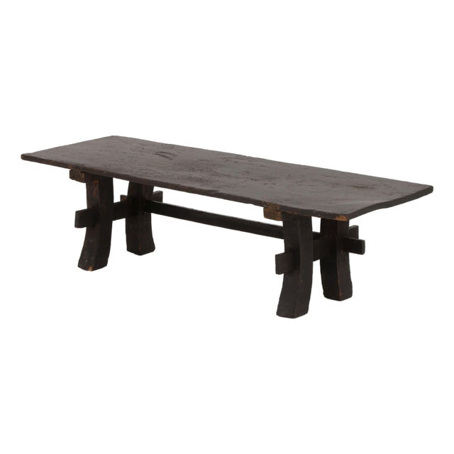 Japanese Ebonized Wood Bench, Meiji Period, 19th Century For Sale