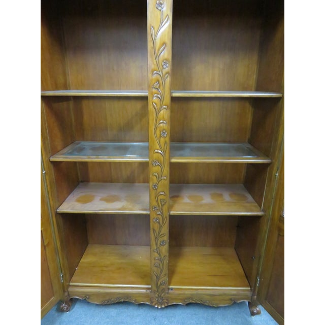 Country French Carved Cherry Bookcase / Linen Chairish