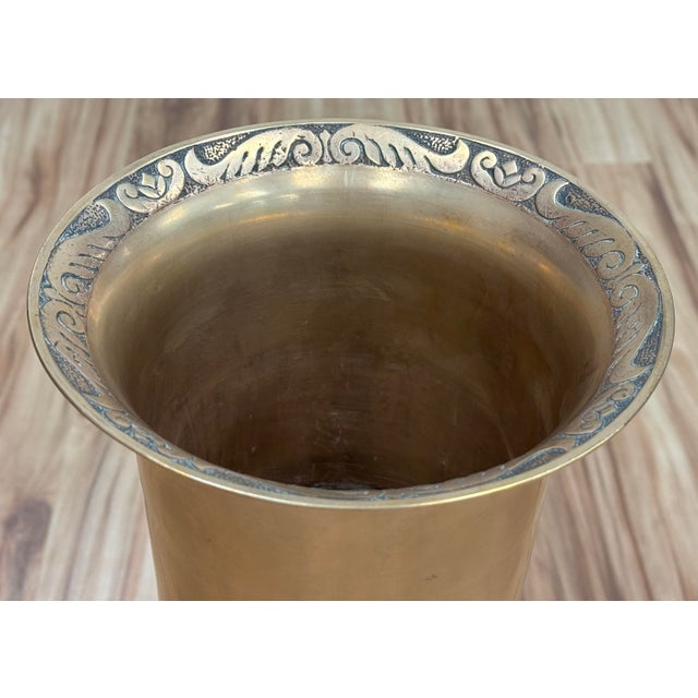 Vintage Brass Umbrella Stand W/Lion Head Handles For Sale - Image 4 of 7