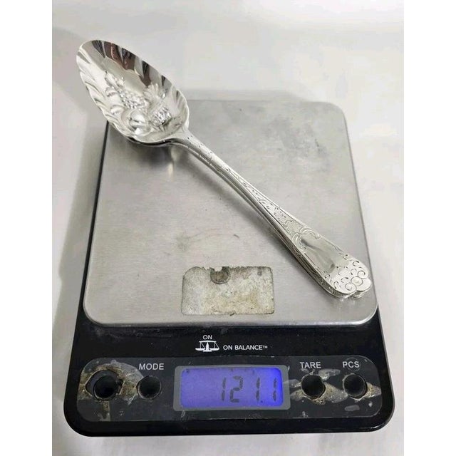 Georgian Sterling Silver Fruit Serving Spoons, London, 1737 & 1763, Set of 2 For Sale - Image 18 of 18