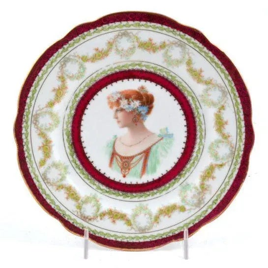 Late 19th Century Vintage Austrian "Beatrice" Painted Porcelain Plate For Sale - Image 13 of 13