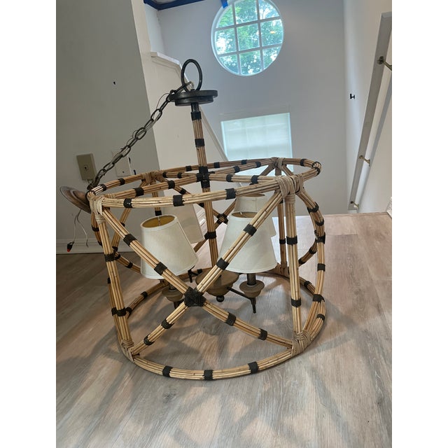 Metal 1970s Currey & Company Palm Beach Chandelier For Sale - Image 7 of 12