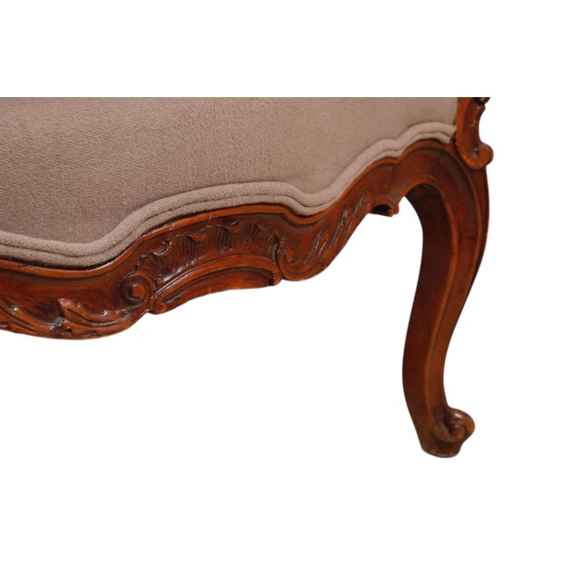 Brown Mocha Upholstered Antique Rococo Bergere Armchair For Sale - Image 8 of 9