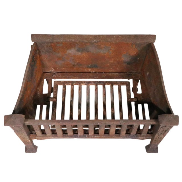 Early 20th Century Vintage Arts and Crafts Cast Iron Fireplace Grate For Sale - Image 5 of 12