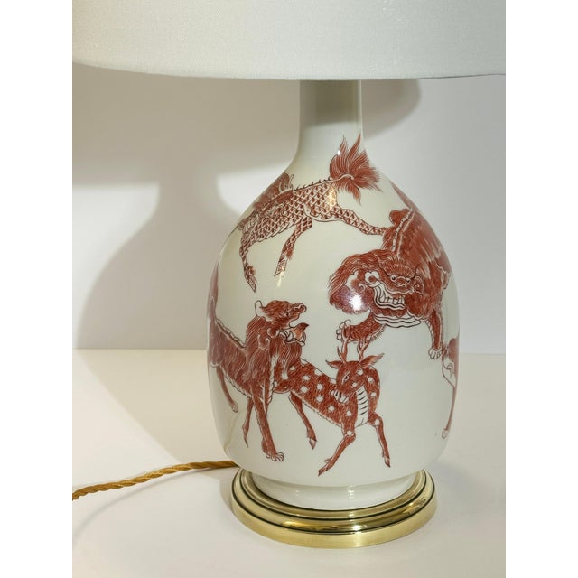 Metal Chinoiserie Table Lamp by Porcelaine De Paris, 1970s For Sale - Image 7 of 12