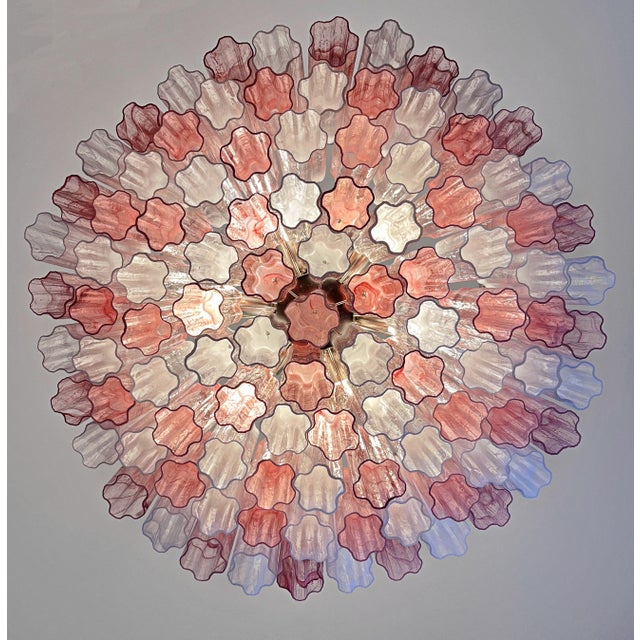 Large Murano Glass Chandelier with Pink and White Alabaster Glass Tube, 1990s For Sale - Image 18 of 18