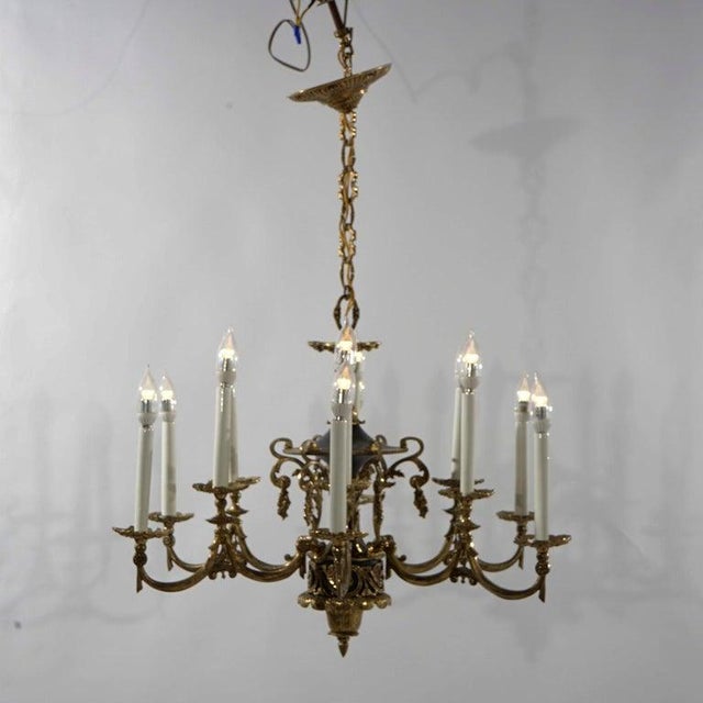 Antique French Empire Style Ebonized Bronze 12 Light Chandelier C1930 For Sale - Image 18 of 18