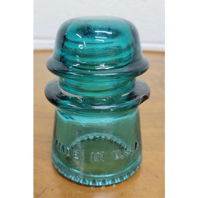 Industrial Vintage Hemingray 16 Aqua or Teal Glass Insulator For Sale - Image 3 of 10