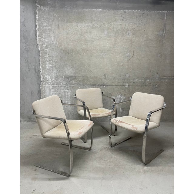 The future is now with this offering of three super cool and sleek vintage MCM heavy gauge chrome flat-bar dining, office,...