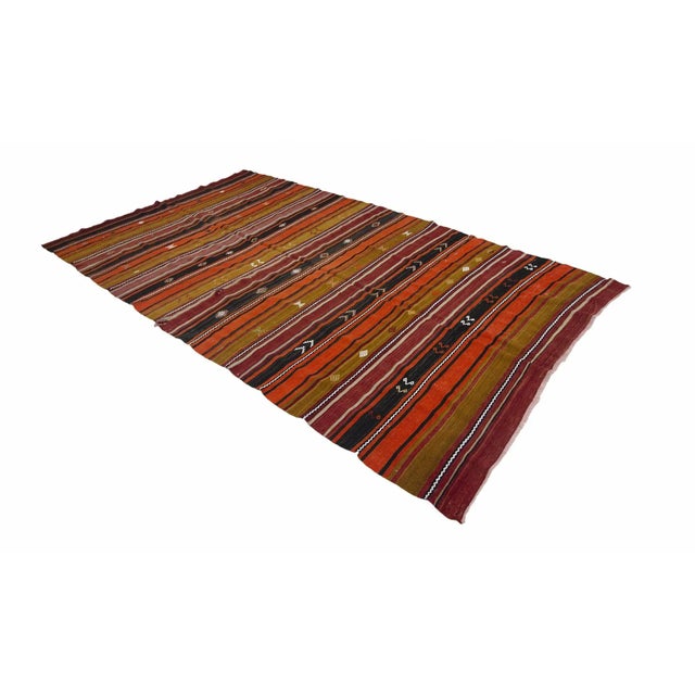 Boho Chic Striped Vintage Colorful Kilim Rug For Sale - Image 3 of 7