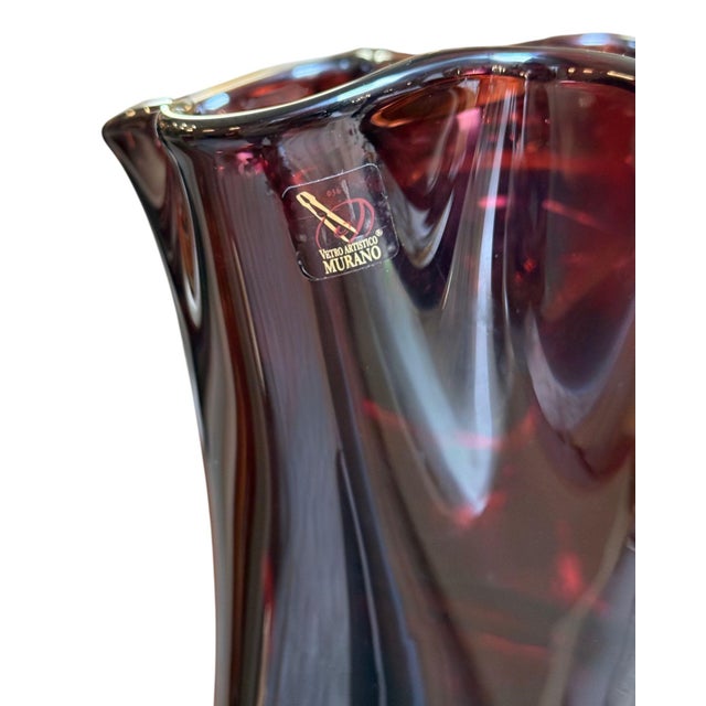 Camozzo Signed Camozzo Murano Dark Amethyst Art Glass Vase With Gold Flecks. For Sale - Image 4 of 8