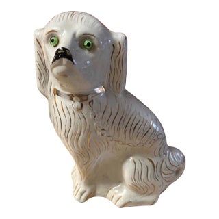 Antique Decorated Staffordshire Spaniel Dog, Circa 1860's For Sale