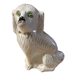 Antique Decorated Staffordshire Spaniel Dog, Circa 1860's