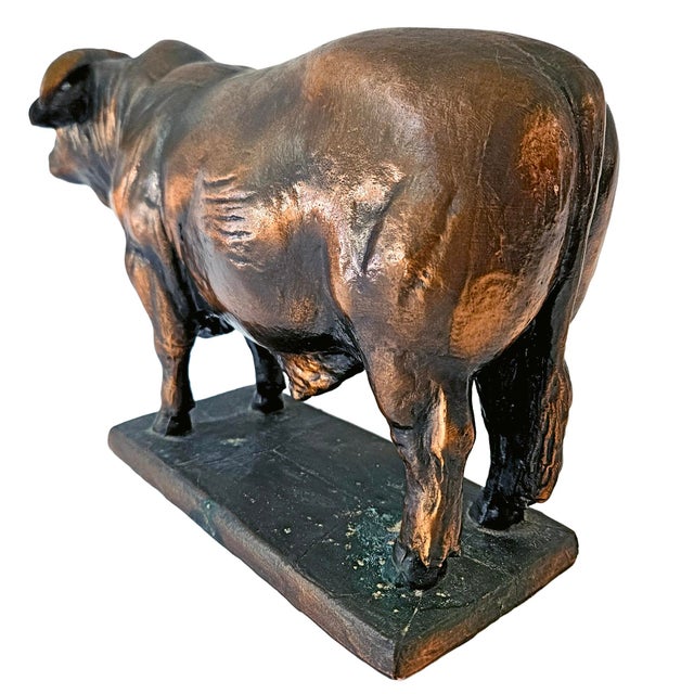 Bronze 1969 Vintage Santa Gertrudis Breeders International Bronze Bull Trophy Statue For Sale - Image 8 of 13