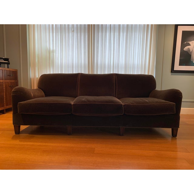 Wood Modern Schumacher Mohair Three Seat Sofa / 2 Available For Sale - Image 7 of 12