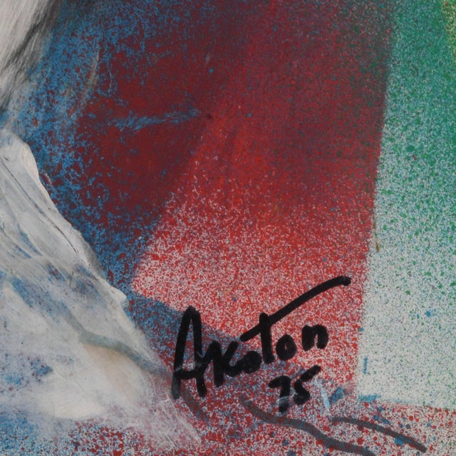 Framed Signed J. Akston "Untitled, 1975" Painting For Sale - Image 4 of 11