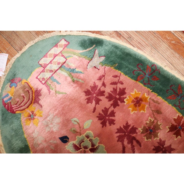 Early 21st Century Zabihi Collection Oval Chinese Art Deco Rug For Sale - Image 5 of 8