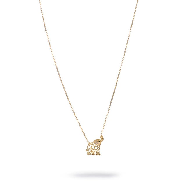 Lucky Charm Filigree Elephant Gold Necklace For Sale - Image 4 of 9