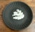 Authentic vintage Wedgwood Black Basalt or Black Jasperware small fluted round trinket dish / pin tray, made in England....