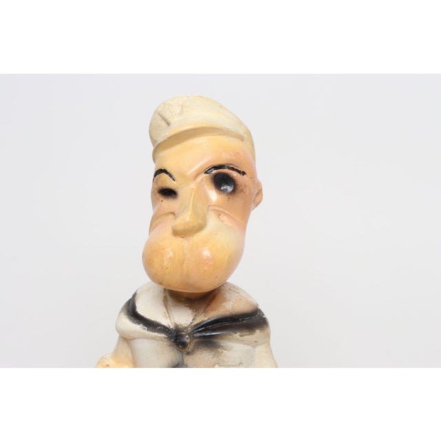 Plastic Vintage 1930s Carved and Painted Chalkware Popeye Figurine For Sale - Image 7 of 16