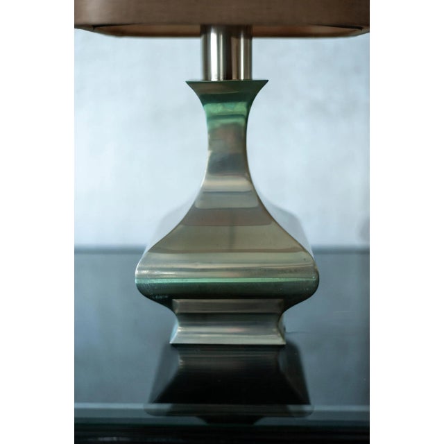 Metal Table Lamp with Fabric Shade, 1970s For Sale - Image 4 of 6