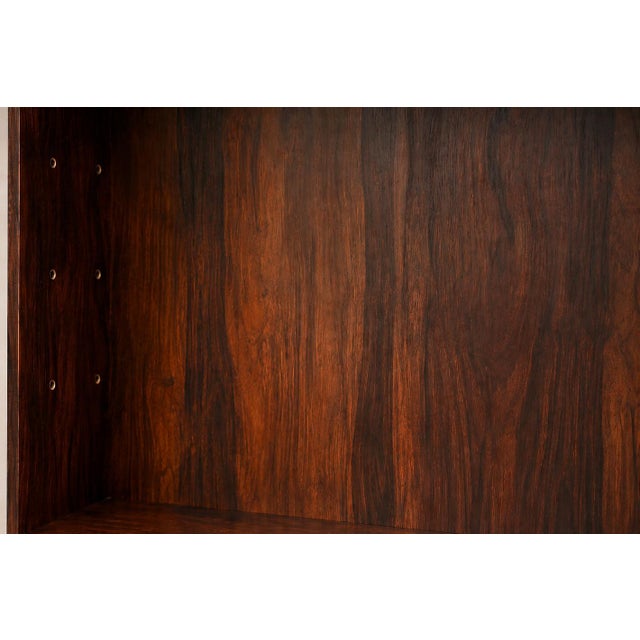 1960s Architectural Brazilian Modern Style Bookcases in Aged Reclaimed Rosewood, Pair For Sale - Image 15 of 17