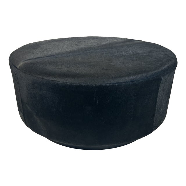 Large Horsehair Pouffe in Compressed Wood, 1980s For Sale