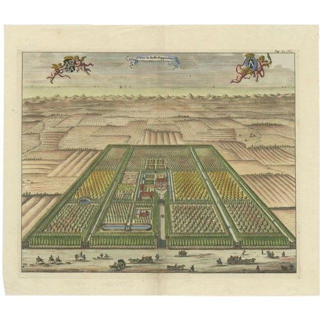 Smallegange, Illustration of the Poppendam Estate, North of Amsterdam, Netherlands, 1696, Print For Sale - Image 6 of 6