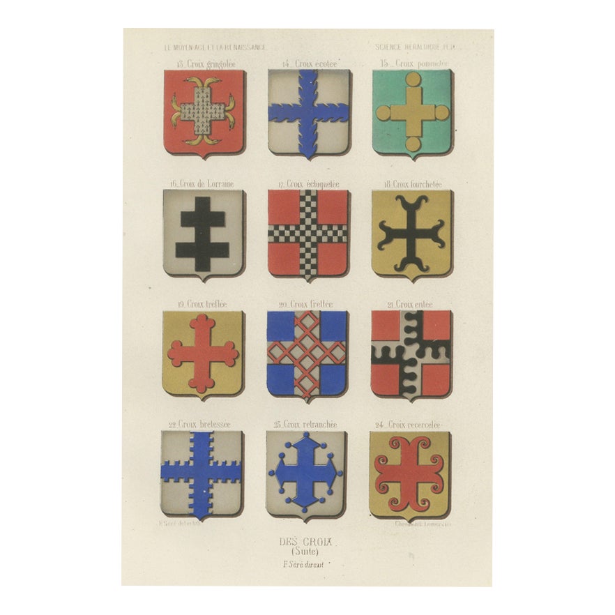 Heraldic Crosses Continued, 1851, Paper | Chairish