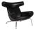 Vintage Ox Chair in Black Leather by Hans J. Wegner, 2010s For Sale