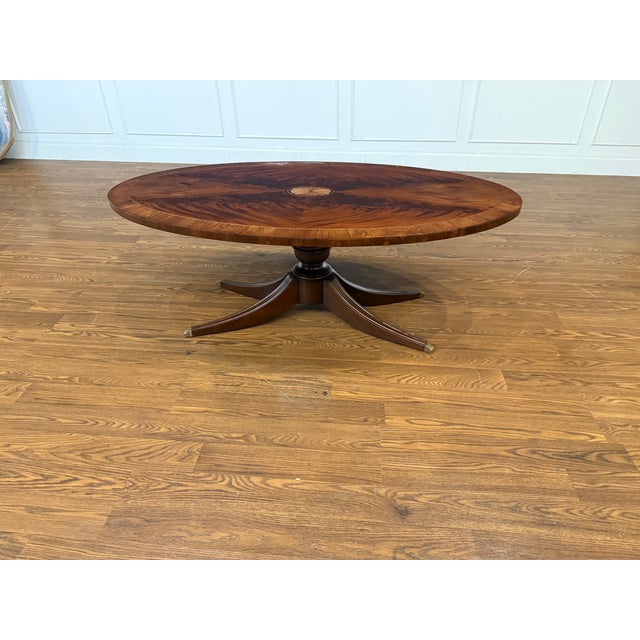 Georgian Oval Mahogany Cocktail Table by Leighton Hall - Showroom Sample For Sale - Image 13 of 17