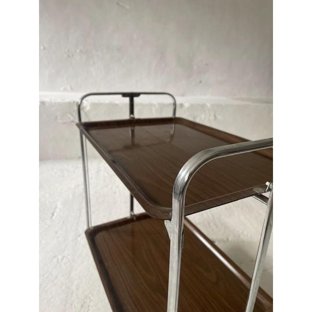 1950s Mid-Century Chrome Folding Serving Trolley, Germany, 1950s For Sale - Image 5 of 10