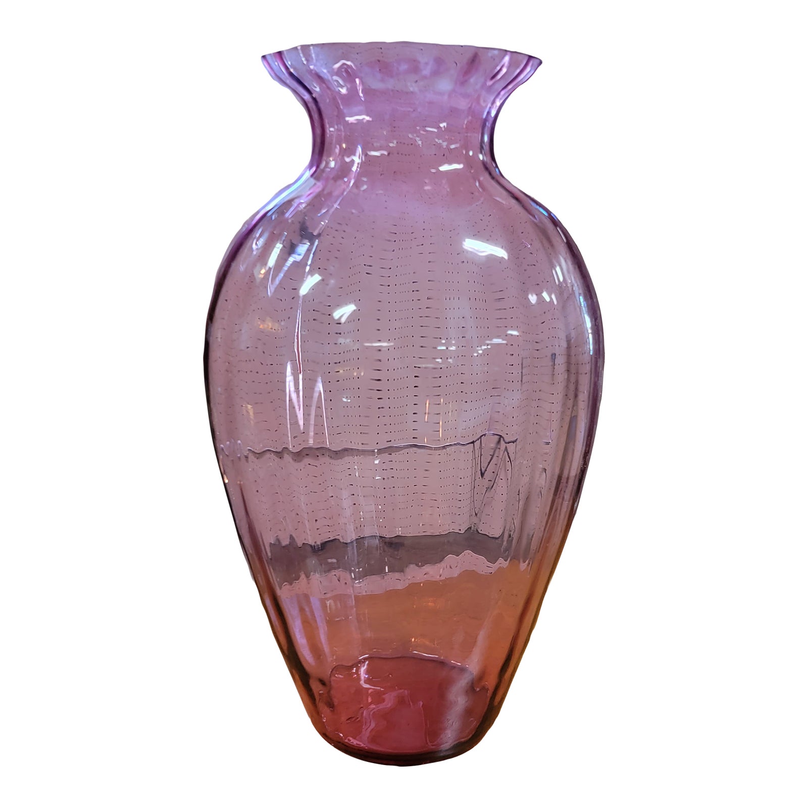 Mid Century Modern 24” Cranberry Pilgrim Hand Blown Art Glass Floor