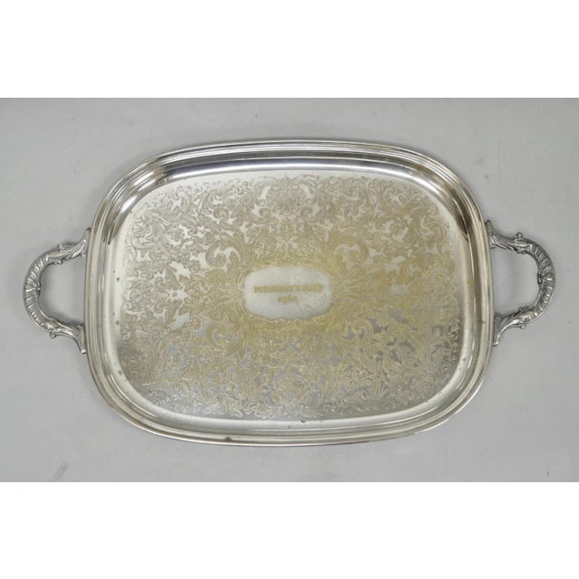 Vintage "President's Club 1961" Silver Plated Award Serving Platter Butlers Tray For Sale - Image 11 of 11