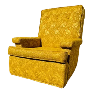 Vintage 1970s Mid Century Modern Gold Swivel Accent Chair