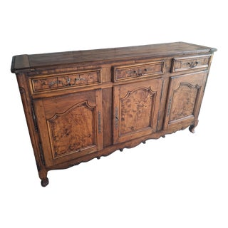 Large Louis XV Style Sideboard in Oak and Burl Wood For Sale