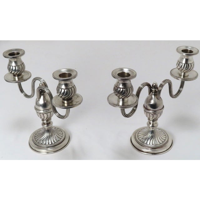 Traditional Fine Quality Pair of Antique Hand Made 800 Grade Continental Coin Silver Candelabras For Sale - Image 3 of 13