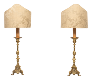 Large 18th Century Dutch Brass Altar Floor Lamps, 1780s, Set of 2