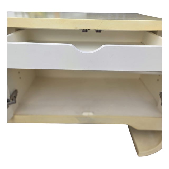 Vintage 1970s Faux Goatskin Console Buffet Karl Springer Style Postmodern Credenza For Sale - Image 12 of 17