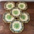 Antique English Adams Della Robbia Titianware Square Plates- Set of 6