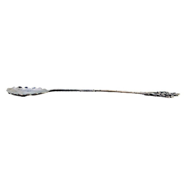Silver Soda Spoon with Cut-Out Shell and Embossed Flowers For Sale - Image 9 of 9