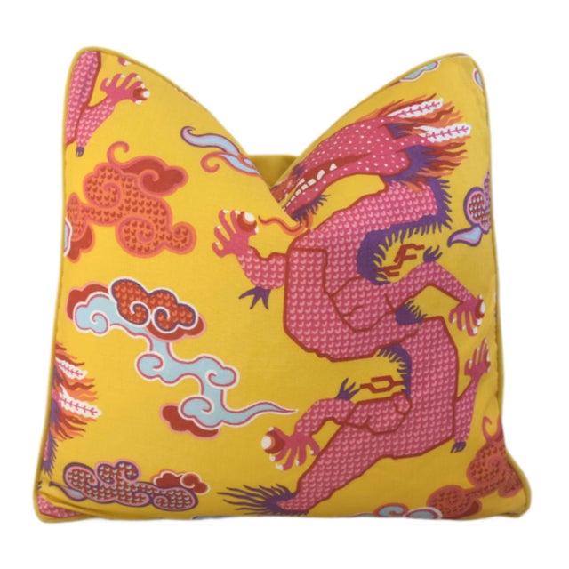 Schumacher Magical Ming Dragon Chinoiserie Feather/Down Pillow For Sale In Los Angeles - Image 6 of 6